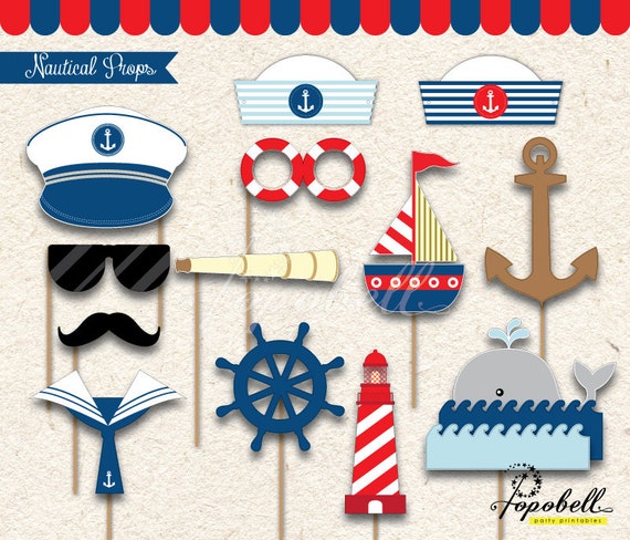 Nautical Props Printable DIY Nautical Birthday Party Decor Navy