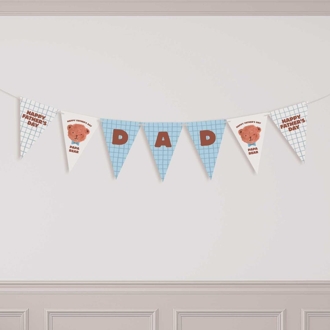Father's Day Bunting | Papa Bear Pennant Banners | Editable Dad Banner ...