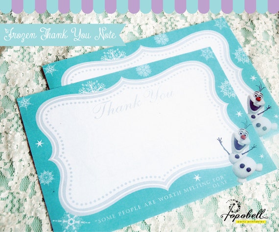 Frozen Thank You Notes for Frozen Birthday Party. Instant Download Olaf Printables. DIY Olaf Thank You Cards. Olaf Card. Non-Personalized. Il_570xn