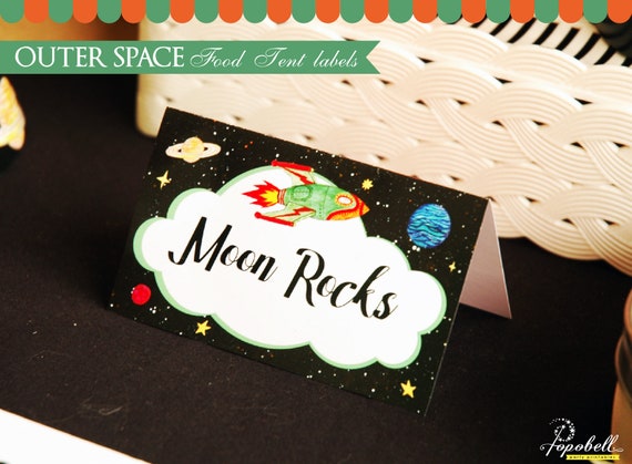 Outer Space Place Cards Digital Printable for Galactic Space Birthday. Galaxy Buffet Labels. Astronaut Food Labels. Space party labels. PDF Il_570xn