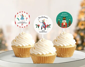 Editable The Nutcracker Cupcake Toppers Printable | DIY Nutcracker 2" Round Tags | Custom Christmas Circle Tag | Christmas Label | Canva