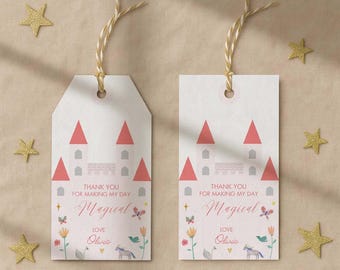 Castle Favor Tags | Vintage Princess Printable | Magical Kingdom Birthday Party Decor | Fairytale Tags | Princess Party Thank You Tags