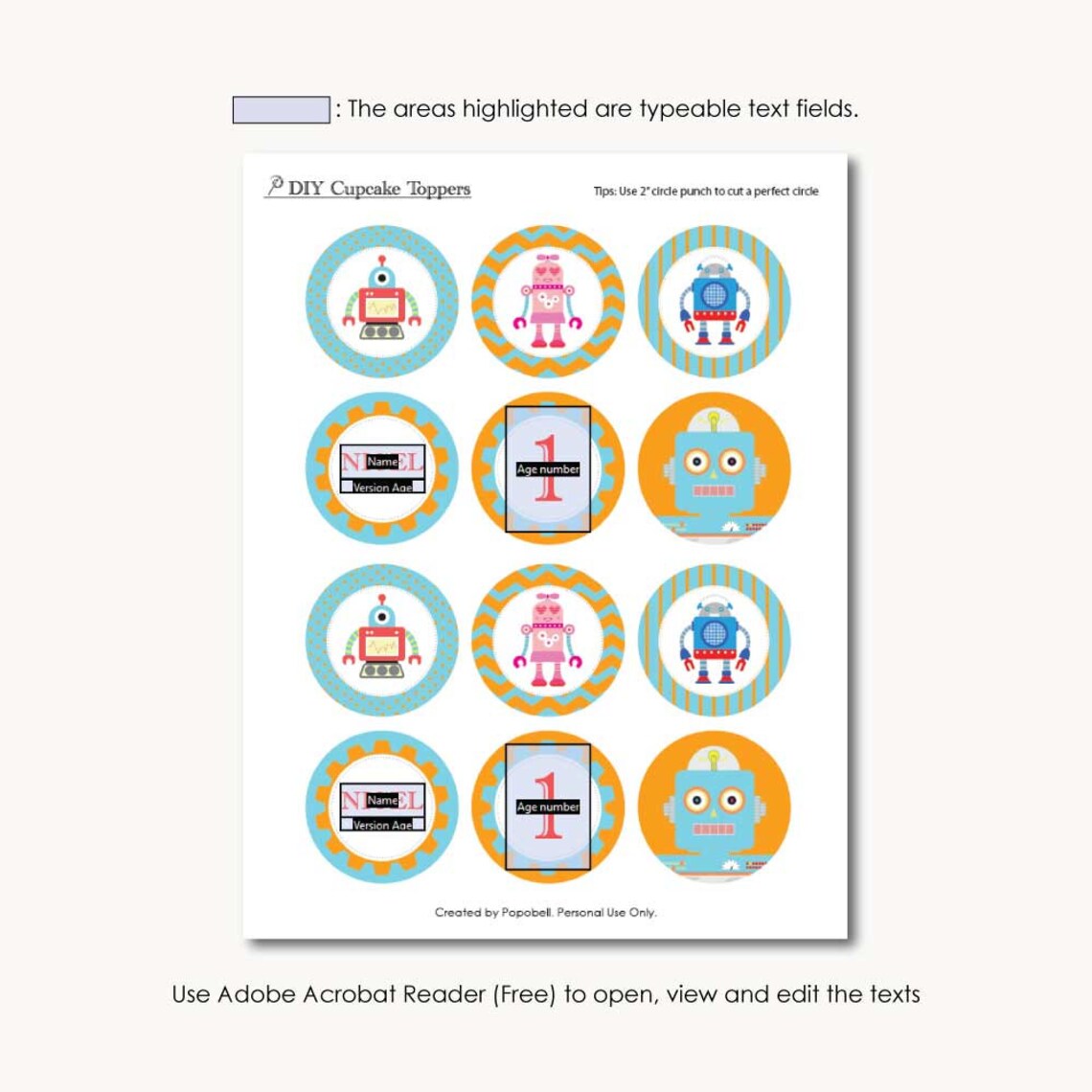 Robot Cupcake Toppers DIY Robot Birthday Party Decor - Etsy