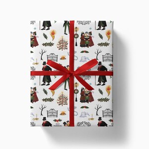 Un envoltorio de regalo de villancico / Blanco / Charles Dickens Christmas Scrooge Papel de envolver ilustrado / Libro de cuentos artesanal Envoltorio de Navidad