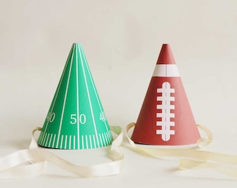 Football Cone Hats Printable Set | DIY Football Party Hat | Rugby Football Field Tailaget Party Hat | Girls Boys Birthday | Big Game Time