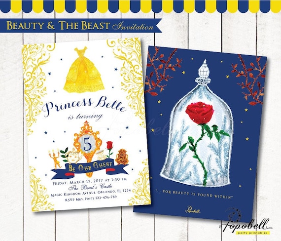 Beauty and The Beast Invitation for 2017 Beauty & The Beast birthday party. Belle Invitation Printable for Princess Belle Party. Digital PDF Il_570xn