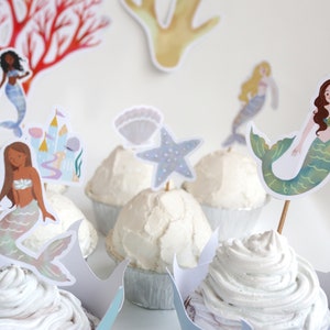 Mermaid Cupcake Toppers Printable | Kids Mermaid party | Mermaid Birthday Cupcake Picks | Under The Sea Topper | Instant Download | Digital