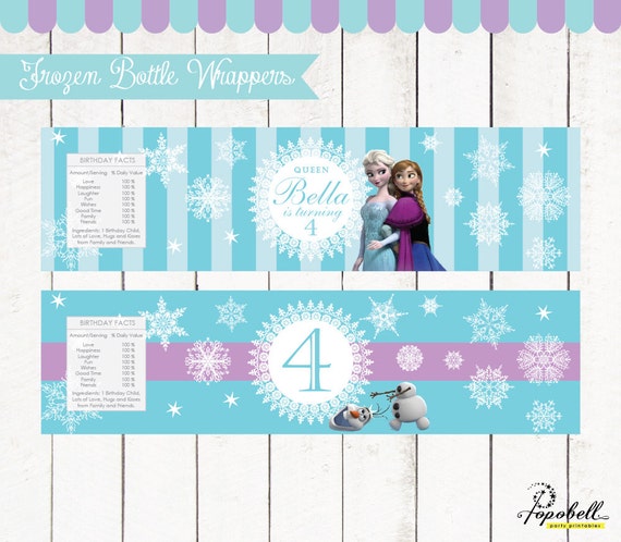 Frozen Bottle Wrappers for Frozen Birthday Party. Personalized Frozen Bottle Liners with 2 designs! Il_570xn