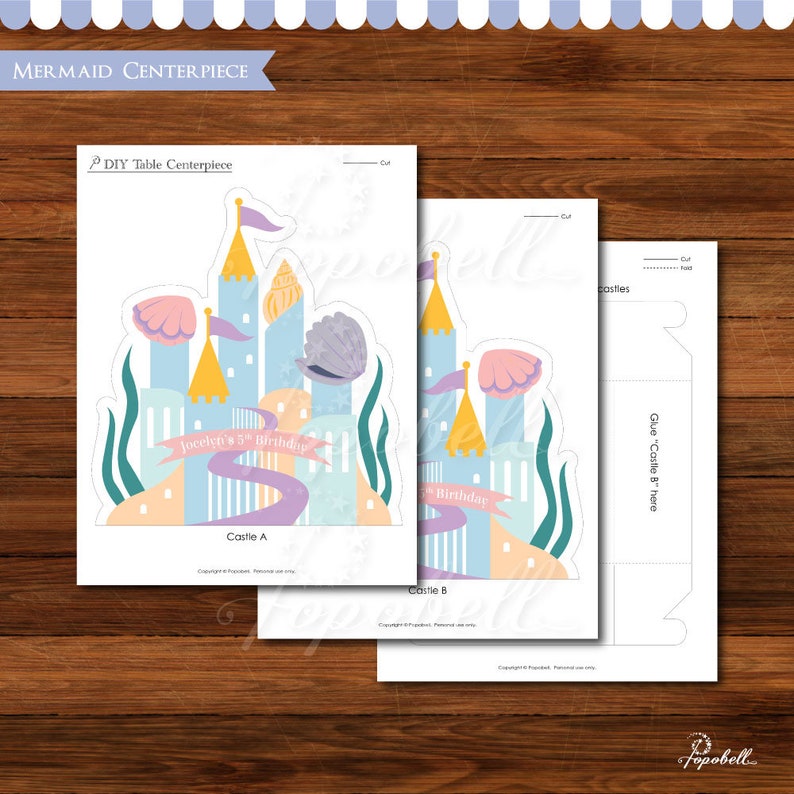 Mermaid Castle Centerpiece Printable. Little Mermaid | Etsy