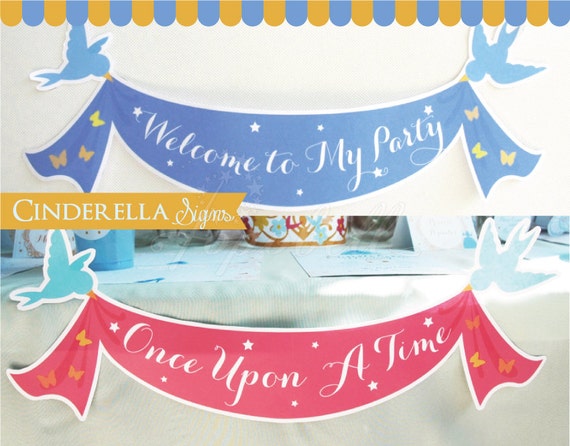 Cinderella Signs Banners DIGITAL printable for Cinderella Birthday. 10,5 x 14,5" DIY Cinderella Banners. Cinderella Party. Instant Download Il_570xn