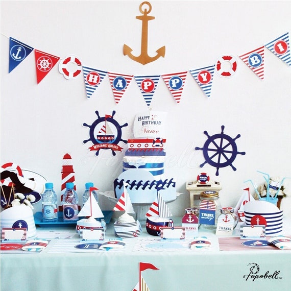 Nautical Party Kit Digital Printables. Complete Set Party Printables. DIY  Nautical Birthday Party Template. Nautical Baby Shower Printables -   Canada