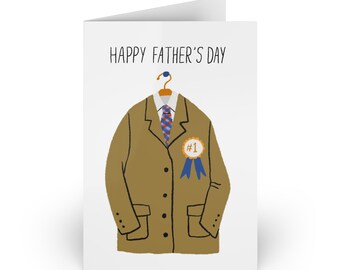Father's Day Greeting Card | Happy Father's Day Greetings | Preppy Vintage Brown Suit Dad Card | Classy Formal Dad Suit Tie Illustrated Card