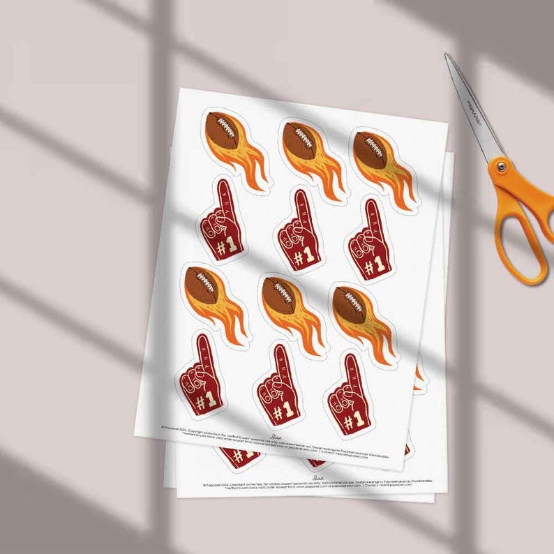 DIY Football Cupcake Kit Printable Football Cupcake Toppers Football Cupcake Wrapper Football Cupcake Liner Concession stand treat 画像 4