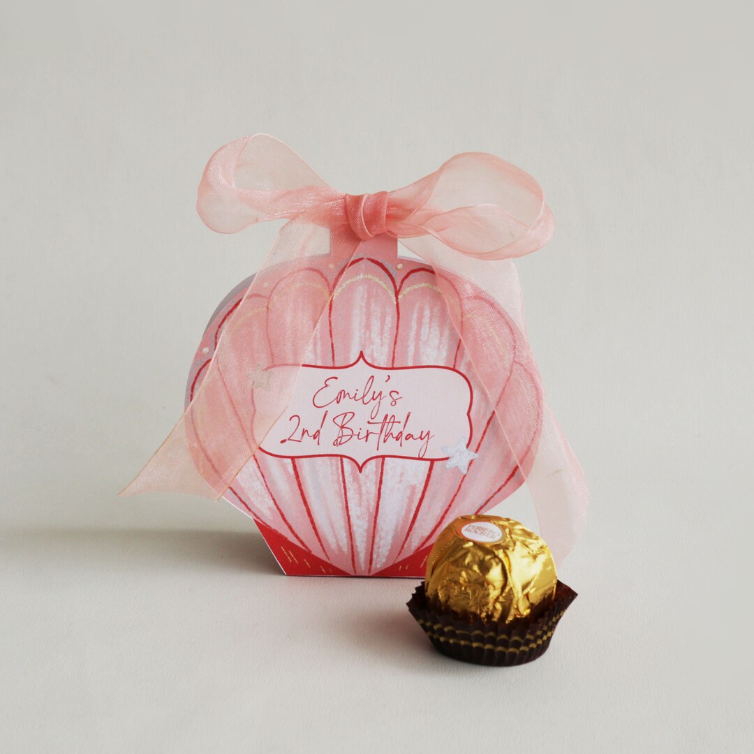 Editable No Glue Seashell Favor Box Printable | DIY Mermaid Favor Box | Customizable Shell Gift ...