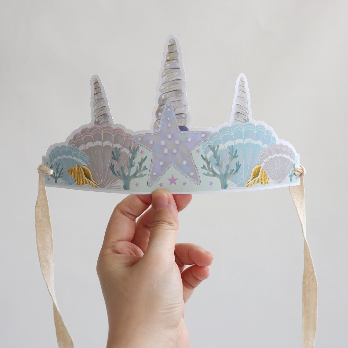 Mermaid Crown Printable Mermaid Birthday Party Tiara Under Etsy
