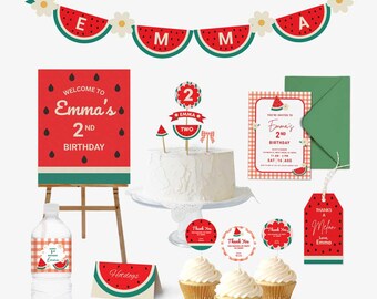 Watermelon Party Kit Printable Bundle | Summer Fruity Party Template | One in a melon Set | Sweet One Birthday Printable Set | Cute Theme