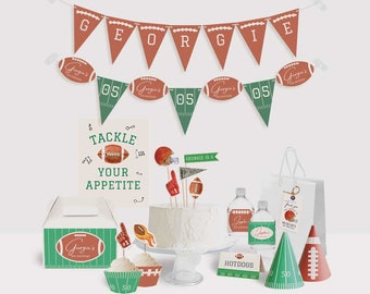 Football Party Kit Printable Bundle | DIY Football Party Dessert Table Decor Set | Rugby Boys Girls Kids Sport Game Time Concession Stand