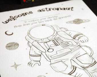 Outer Space Coloring Activity Printable | Astronaut Drawing Coloring Sheet | Science Classroom Activity | Kids Adult Coloring Template | PDF