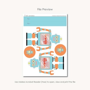 Robot Invitation Printable DIY Robot Birthday Party Invites Personalized Retro Robot Orange Pastel Blue Robot Baby Shower PDF imagem 5