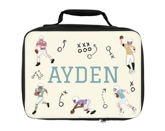 Football Lunch Bag | Customizable Lunch Bag | Personalized Girls Boys Lunch Bag | Personalizable Children Kids School Rugby Sport Lunch Bag