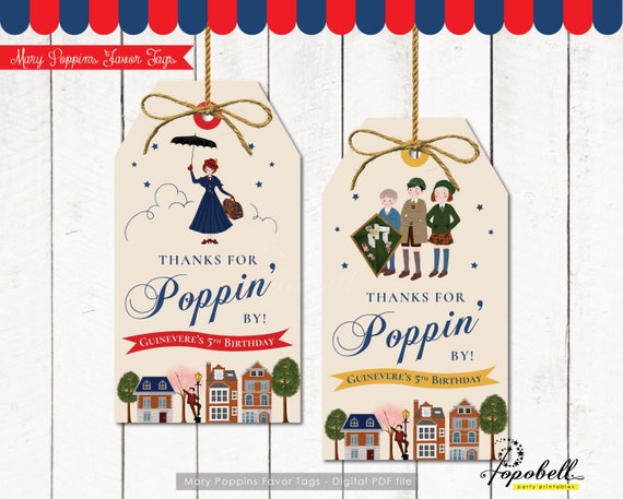 Mary Poppins Favor Tags Printable. Mary Poppins party tags. Mary Poppins Thank You Tags. Mary Poppins Birthday Tags. DIGITAL PDF Il_570xn
