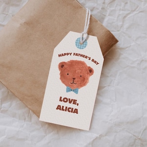 Etiquettes cadeaux pour la fête des pères | Papa ours modifiable imprimable | Etiquettes personnalisées pour papa ours | Étiquettes d'anniversaire ours | Idées d'anniversaire garçon fille | Toile