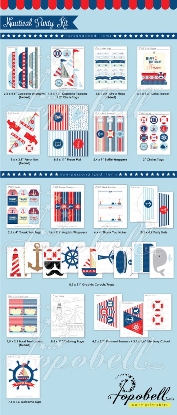 Nautical Party Kit Digital Printables. Complete Set Party Printables. DIY Nautical  Birthday Party Template. Nautical Baby Shower Printables -  Norway