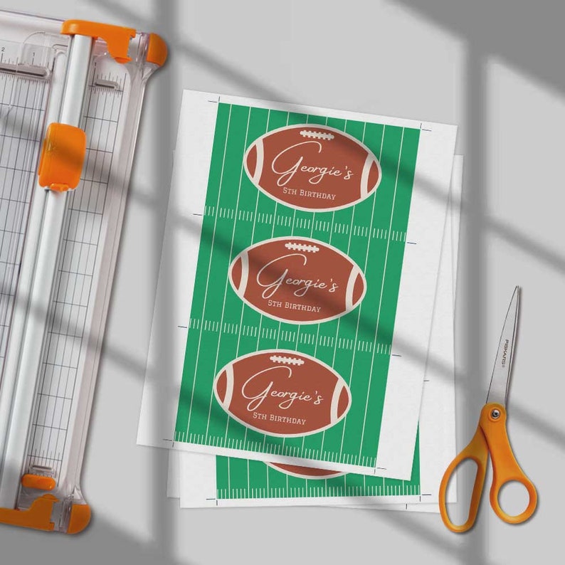 Editable Football Gable Box Label Printable Rugby Football Label Football Favor Box Labels Boys Girls Football Birthday Party Canva image 2