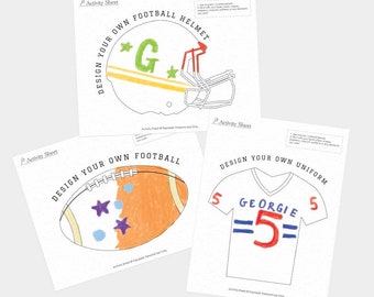 Football Activity Sheets Printable | Football Helmet Uniform Coloring Sheet | Boys Sport Drawing Rugby Kids Activity | Game Time Colouring