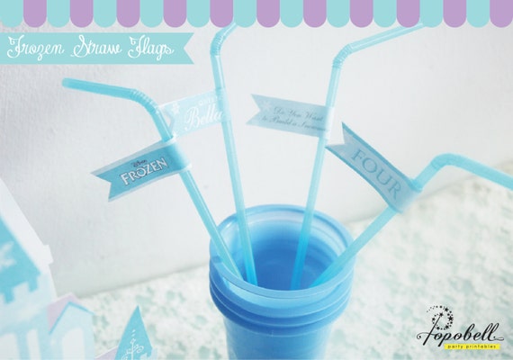 Frozen Straw Flags Printable for Disney Frozen Birthday. DIY Personalized Frozen mini flags for straws or cupcake toppers. In 4 designs! Il_570xn