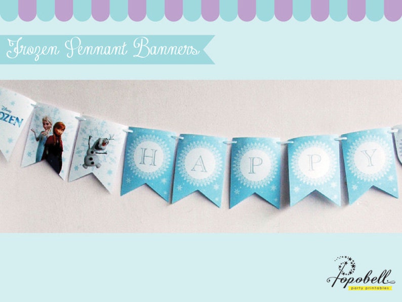 Frozen Pennant Banners with Happy Birthday text  Etsy