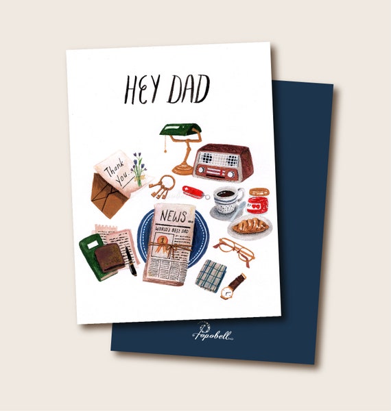 Hey Dad Father's Day Card. Fathers Day Card. Fathers Day Greetings Card. Fathers Day Printed Card. Best Dad. Father Card. Dad card Il_570xn
