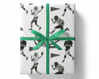 Football Gift Wrap | Sport Football Players Gift Wrap | Football Illustrated Wrapping Paper | Football Birthday Gift Wrapper | Touch down