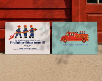 Firefighter Invitation Printable | Fire Engine Birthday Invite | Fire Fighter Party | Firemen Party | Baby Shower | Canva Template