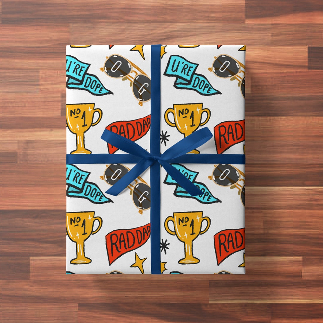 Top Dad Wrapping Paper Father's Day Gift Wrap Cool Dad Etsy