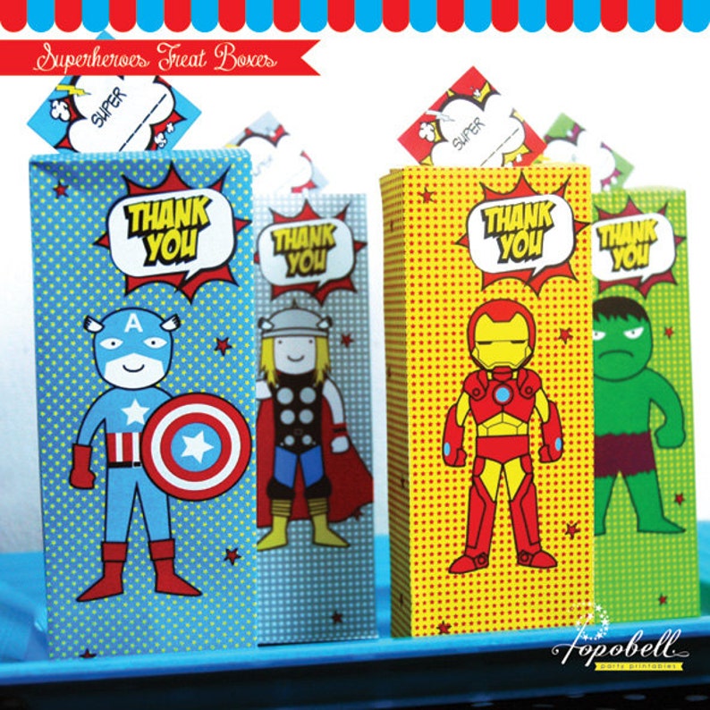 Avengers Favor Box for Superhero birthday party. INSTANT Etsy