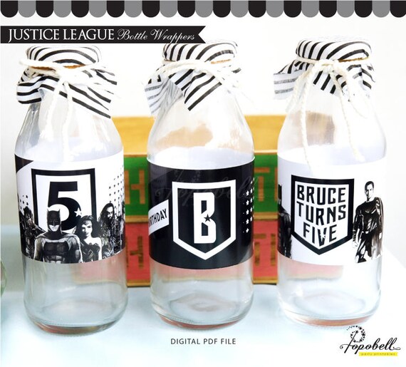 Justice League Bottle Wrappers Printable. Watercolor. Justice League Party. DC Comics Bottle Labels. Justice League Bottle Liners. DIGITAL. Il_570xn