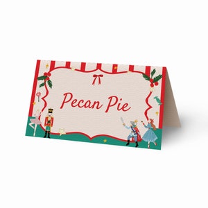 Etiqueta para barraca de comida O Quebra-Nozes para impressão | Cartão de mesa para festa de Natal O Quebra-Nozes faça você mesmo | Etiqueta para buffet de Natal | Canva