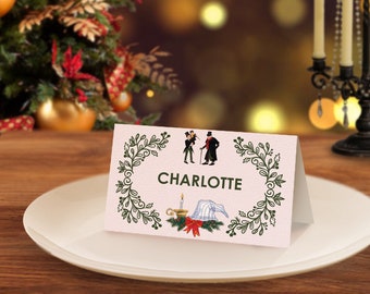 A Christmas Carol Place Card DIGITAL Printable | Charles Dickens Storybook Theme Party | Scrooge Christmas Food Tent Label | Editable PDF