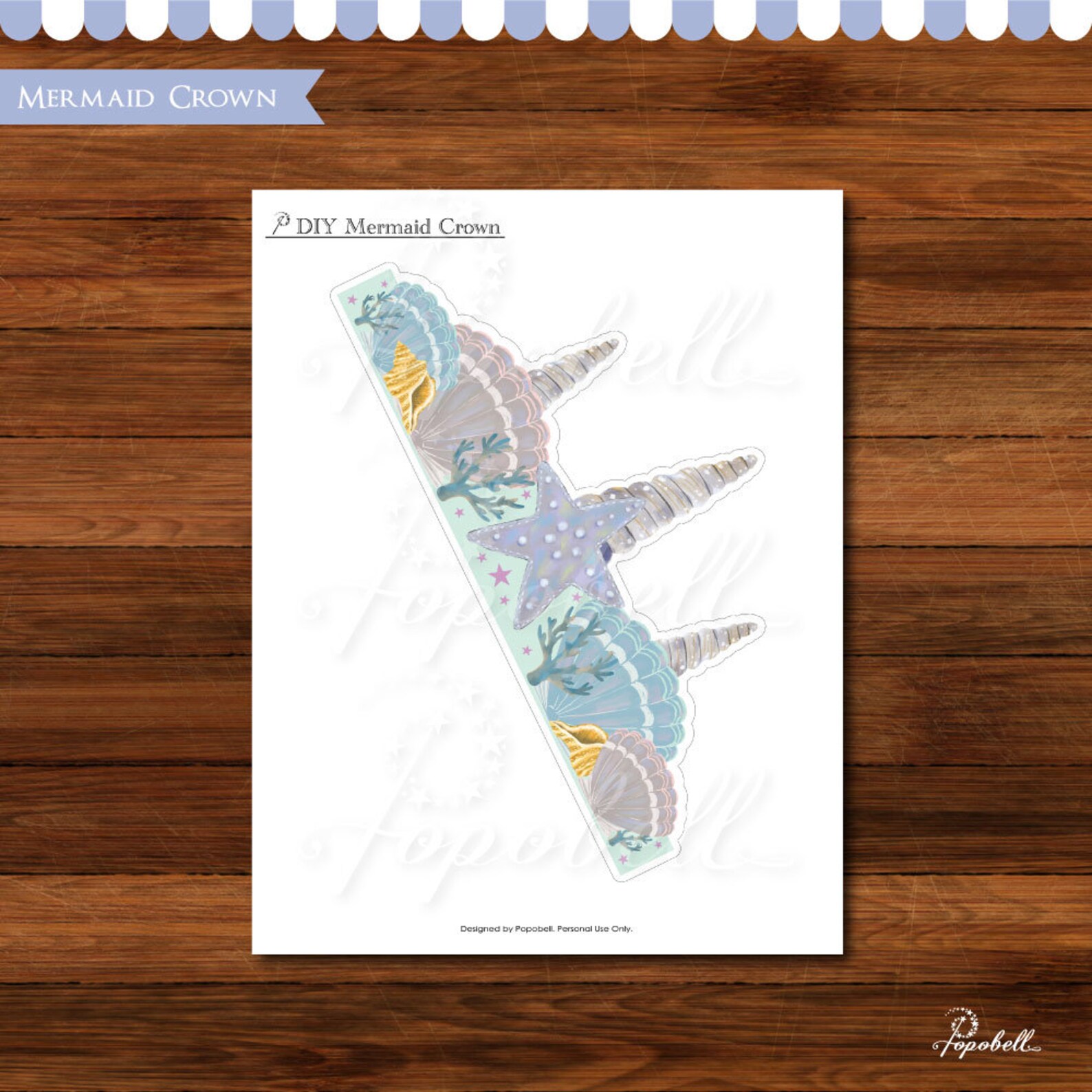 Mermaid Crown Printable Mermaid Birthday Party Tiara Under - Etsy
