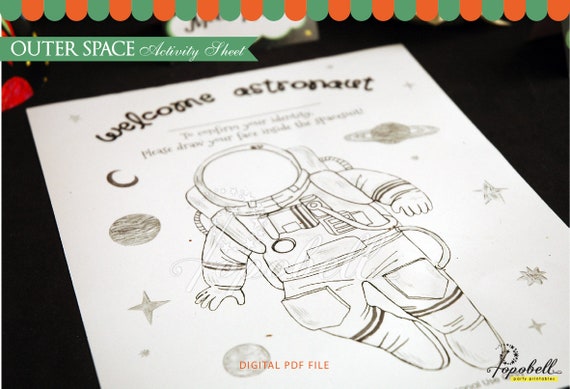 Outer Space Coloring Sheet Printable for Outer Space Birthday. Space Activity Sheet. Astronaut Party. Kids Coloring Page. INSTANT DOWNLOAD Il_570xn