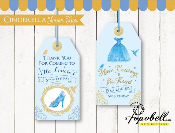 Cinderella Favor Tags for Cinderella Birthday. DIY Cinderella Party Printables in 2 designs! Personalized Cinderella Thank You Tags. Digital Il_570xn