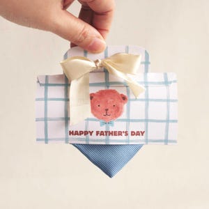 Caixa de presente para gravata do Dia dos Pais para impressão | Caixa de lembrancinhas faça você mesmo para o Papai Urso | Embalagem para gravata do Papai Urso | Design de etiqueta para gravata | Embrulho para presente de gravata | Caixa para gravata