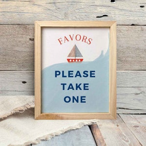 Editable Nautical Custom Sign Printable, Sail Boat Favor Sign, Ship Party Sign 8x10, Nautical Birthday Party, Canva Template 0001