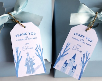 Hans Christian Andersen Snow Queen Favor Tags Printable | DIY Editable Winter Castle Party Thank You | Winter Wonderland Birthday Gift Tag