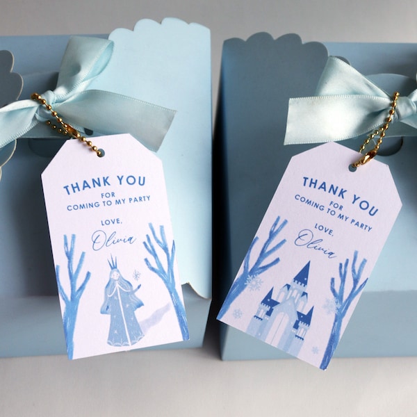 Hans Christian Andersen Snow Queen Favor Tags Printable | DIY Editable Winter Castle Party Thank You | Winter Wonderland Birthday Gift Tag