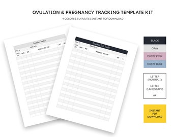 Ovulation Pregnancy Tracker, TTC Planner, Fertility Log (Instant PDF Download)