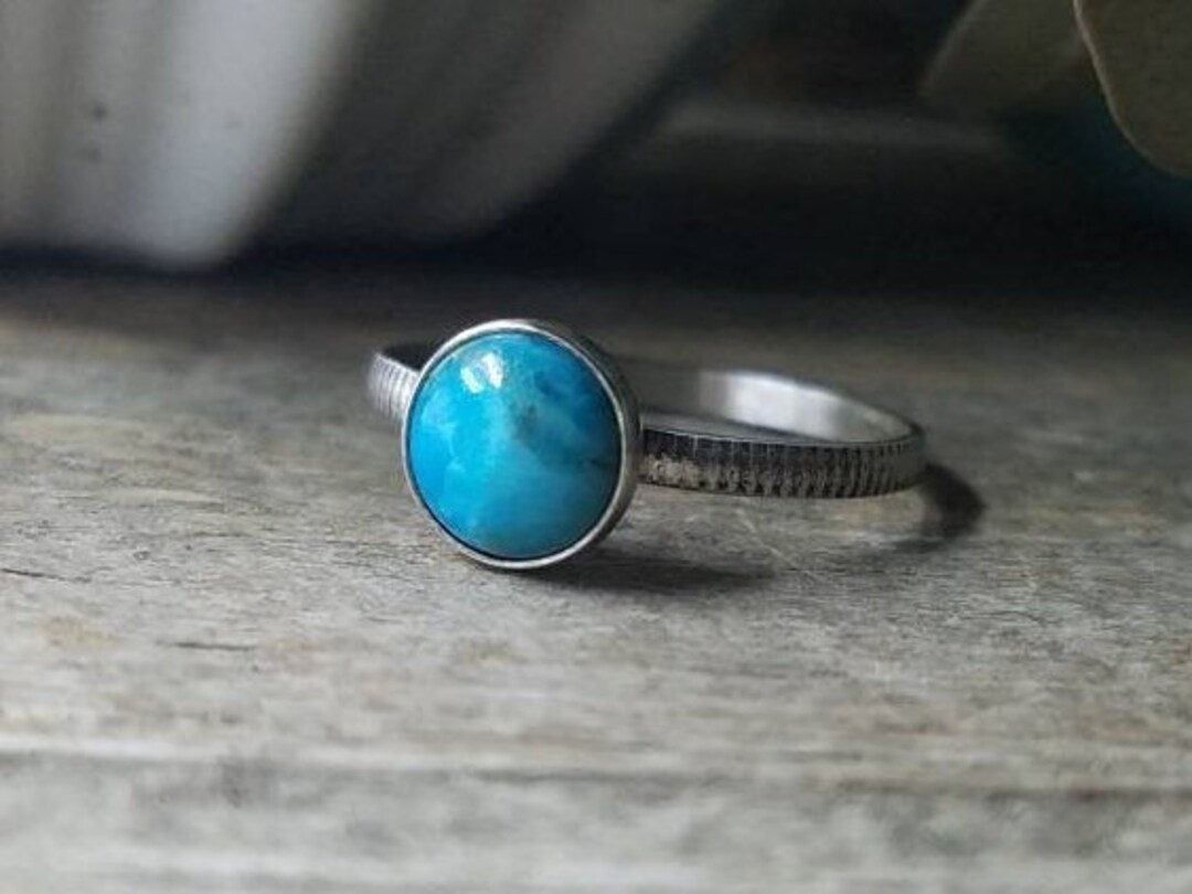 Sterling Silver & Genuine Turquoise Stacking Ring Gypsy Stax - Etsy