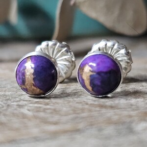 Purple Turquoise Stud Earrings | 6mm Kingman Turquoise | Plum Fuchsia, Mohave Purple, Copper Matrix, Choose Your Pair // Ready to Ship