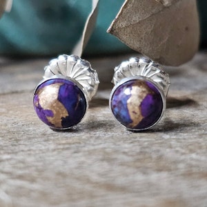 Purple Turquoise Stud Earrings | 6mm Kingman Turquoise | Plum Fuchsia, Mohave Purple, Copper Matrix, Choose Your Pair // Ready to Ship